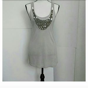 🌹 TWENTYONE| Grey Silver Beaded Top